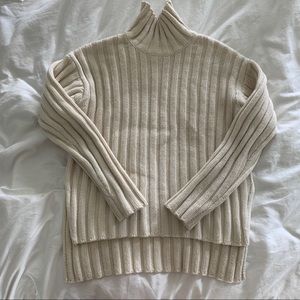 Everlane cream wool ribbed turtleneck sweater XXS